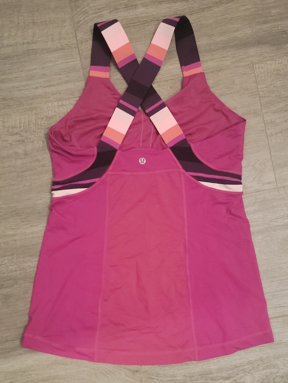 lululemon Magenta Tank with Striped Crisscross Straps- ombre purple pink - Picture 3 of 4